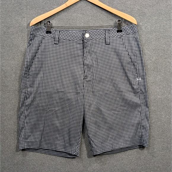 Under Armour Shorts Mens 34 Gingham Golf Performance Flat Front Prep Chinos - Picture 1 of 14